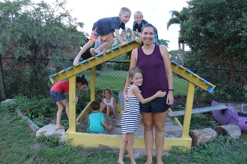 Mayla and her mum Marissa Ward at their Caboolture home with their friends.