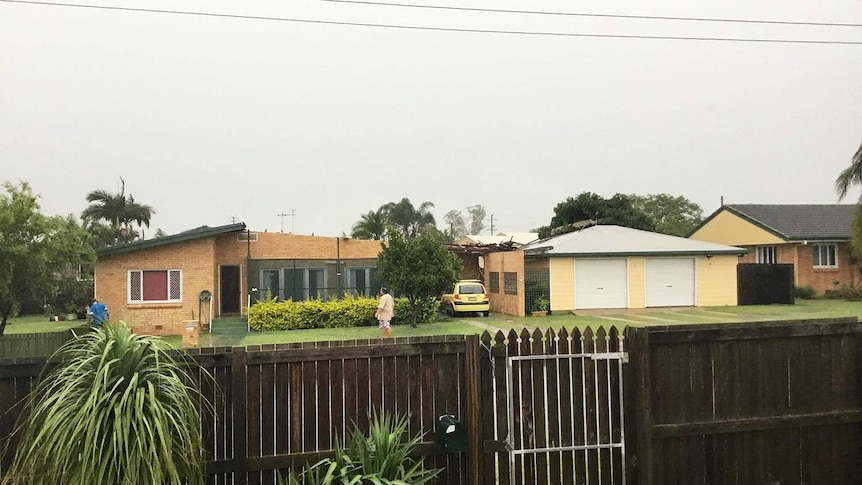 A house missing its roof in the Bundaberg suburb of Avenell Heights after a storm.