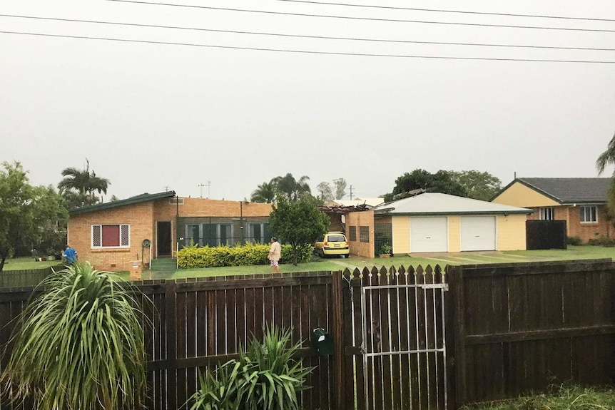 A house missing its roof in the Bundaberg suburb of Avenell Heights after a storm.