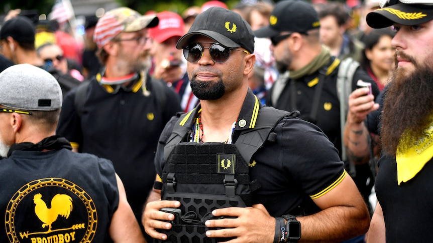 Proud Boys chairman Enrique Tarrio at a far-right rally.