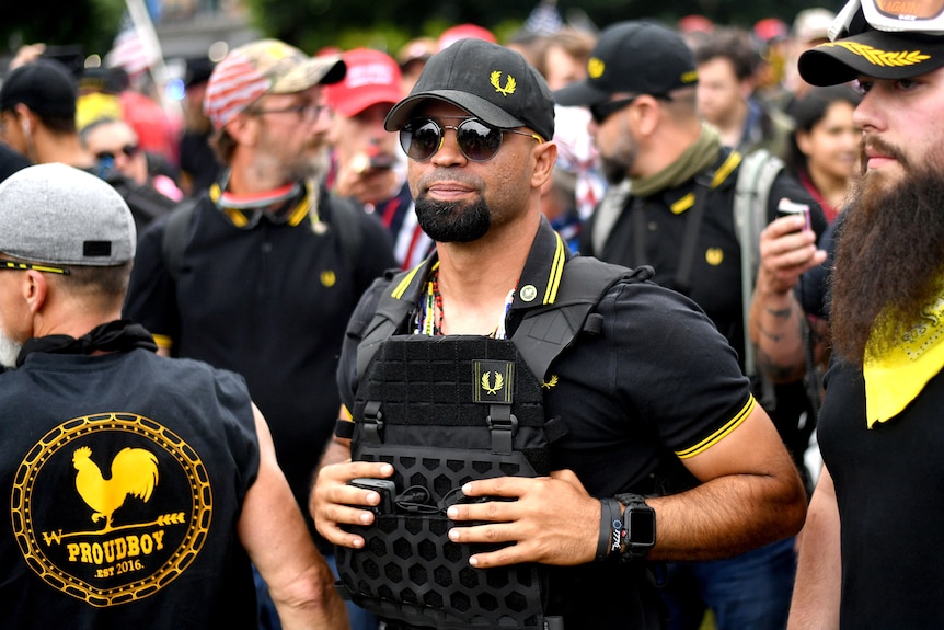 Proud Boys chairman Enrique Tarrio at a far-right rally.