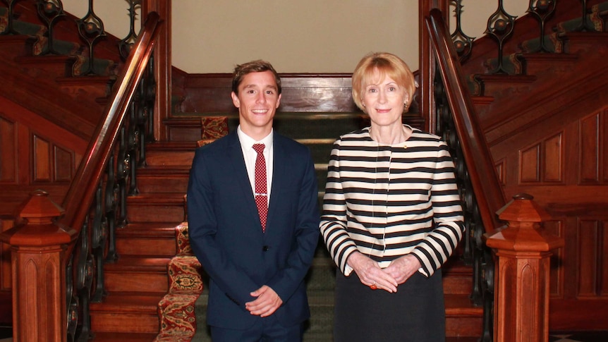 2016 Rhodes scholar Andres Noe with Governor of WA Kerry Sanderson