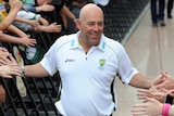 Darren Lehmann arrives at the Sydney Opera House to celebrate Australia reclaiming the Ashes.