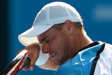 Lleyton Hewitt during his first round Australian Open match