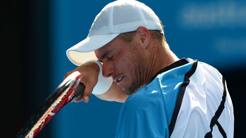 Lleyton Hewitt during his first round Australian Open match