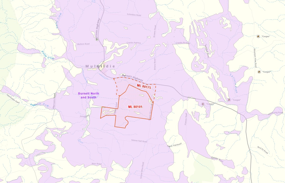 A map with purple overlay and red boxes 