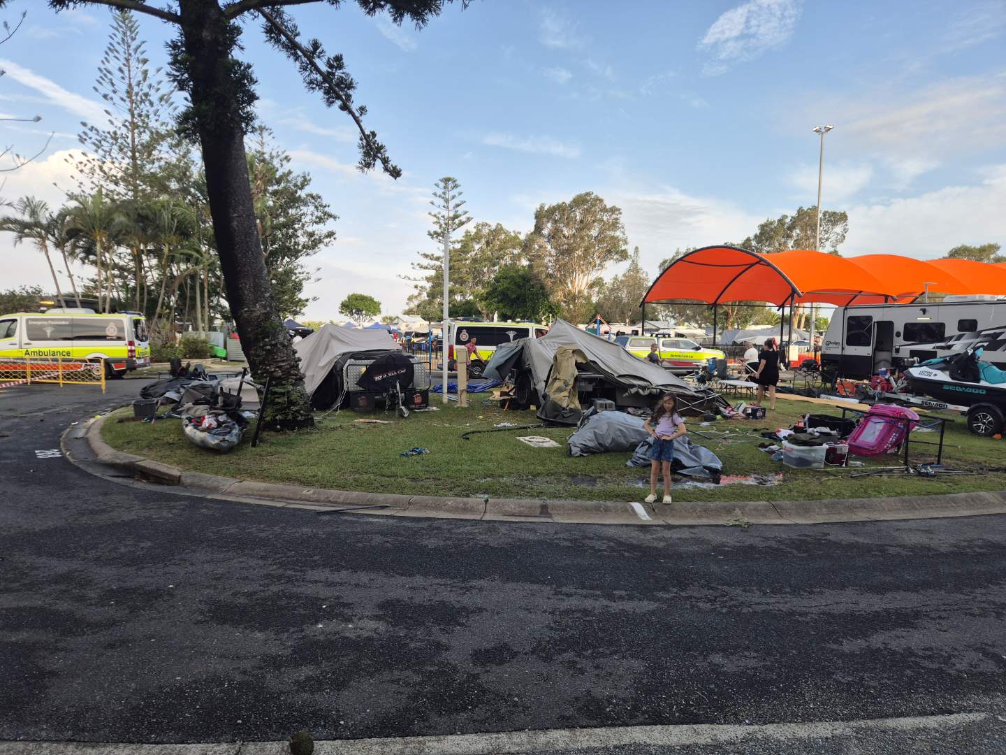 Damaged campsite in caravan park