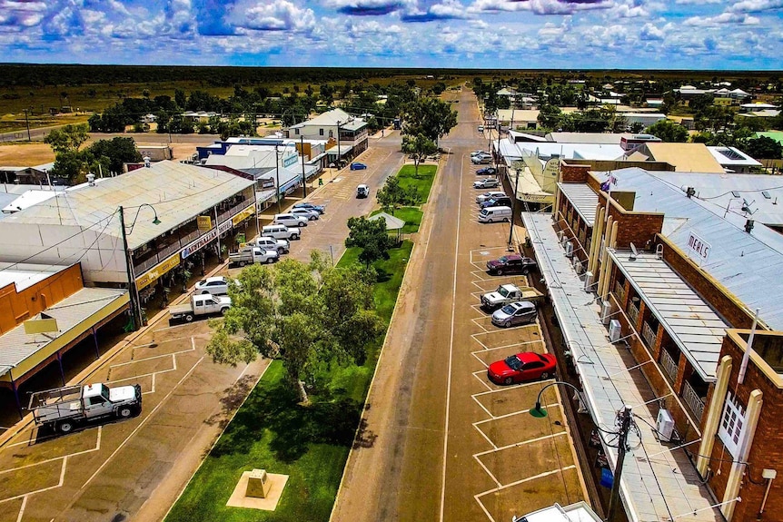 Main street of Winton from aerial view
