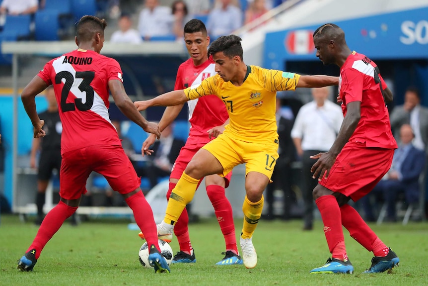 Australia's Daniel Arzani on the ball