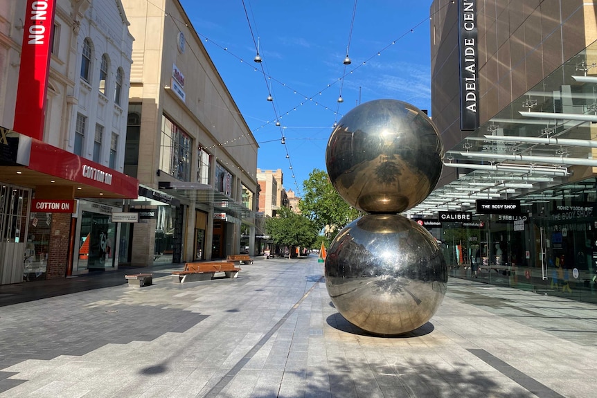 An empty Rundle Mall.