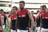 Melbourne's Mitch Clark leaves the ground