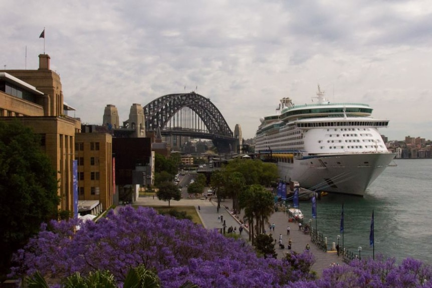 Circular Quay, Voyager of the Seas cruise ship, Sydney Harbour, 8 Nov 2016.