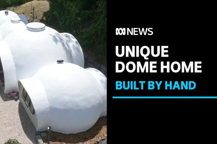 Unique Dome Home, Built By Hand: Four white home igloo-looking homes in a row.