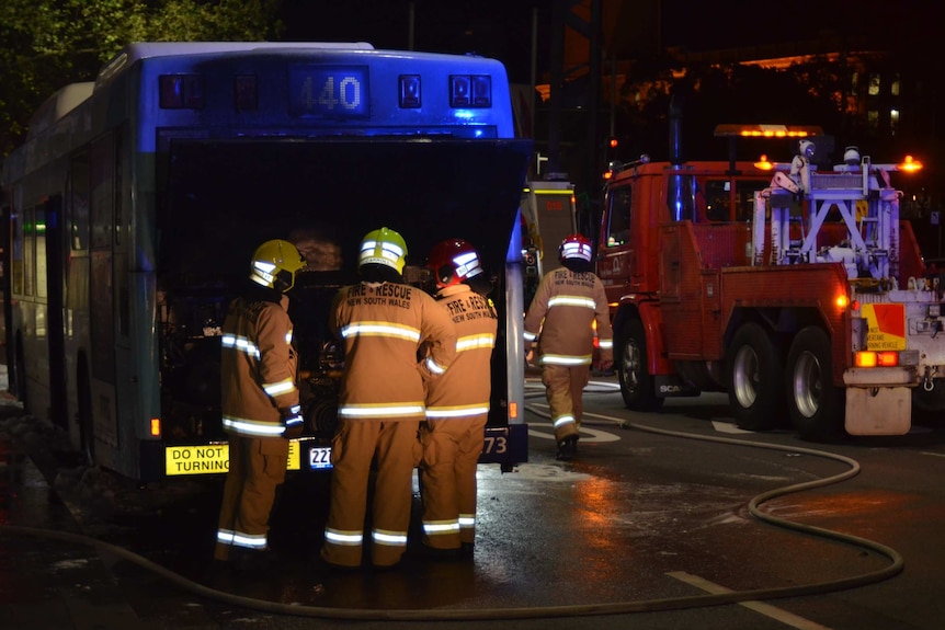 NSW Fire and Rescue attend bus fire in central Sydney