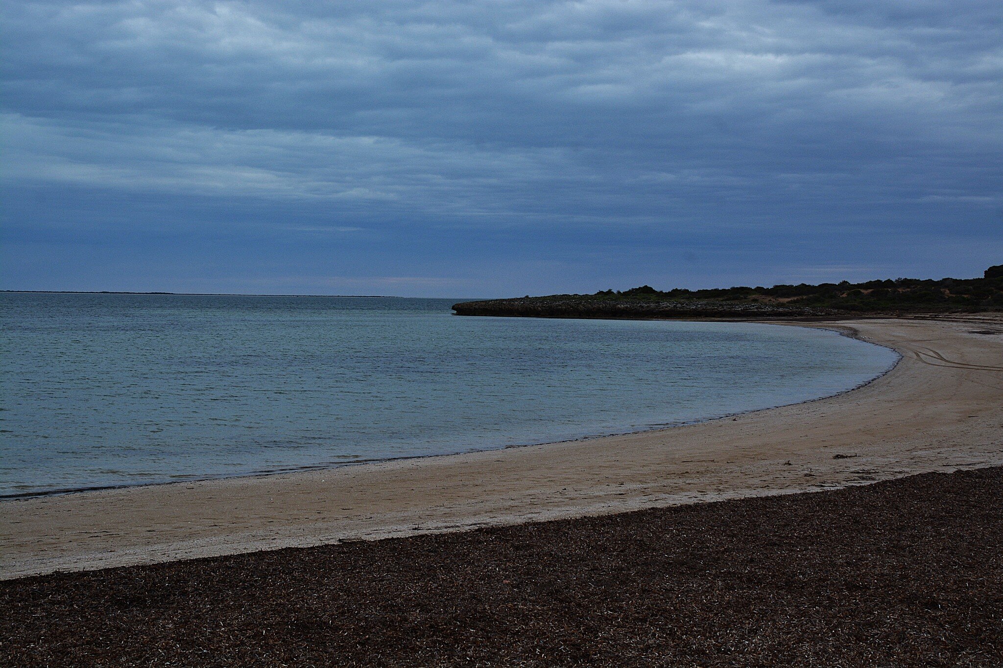 dark clouds hover over Streaky Bay in South Australia