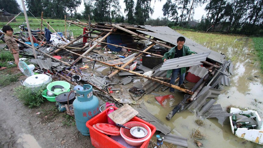 Typhoon Meranti destroys house in Jinjiang, Fujian province