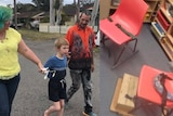 The family of a Taree boy who was strapped to a chair in a NSW public school walking together, October 2017.
