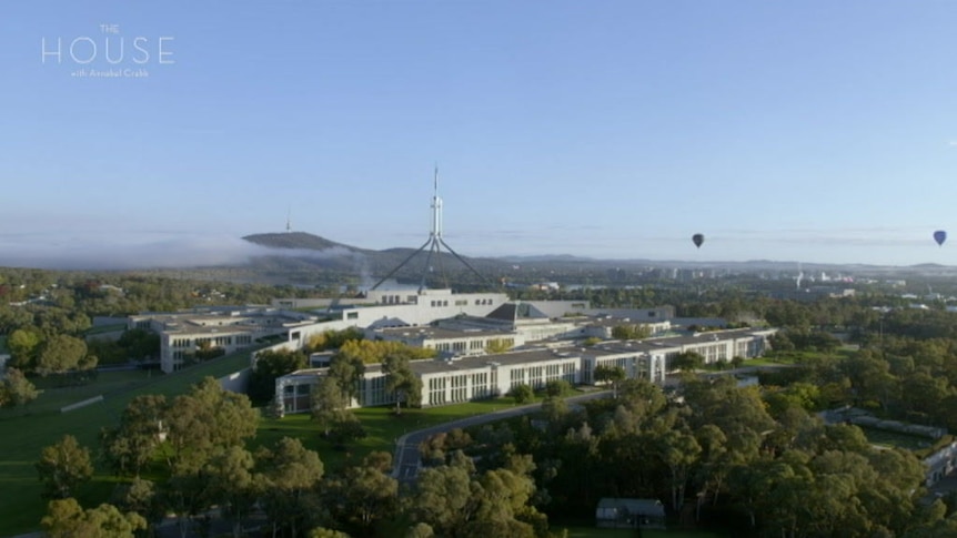 Drone footage shows Parliament House from the air