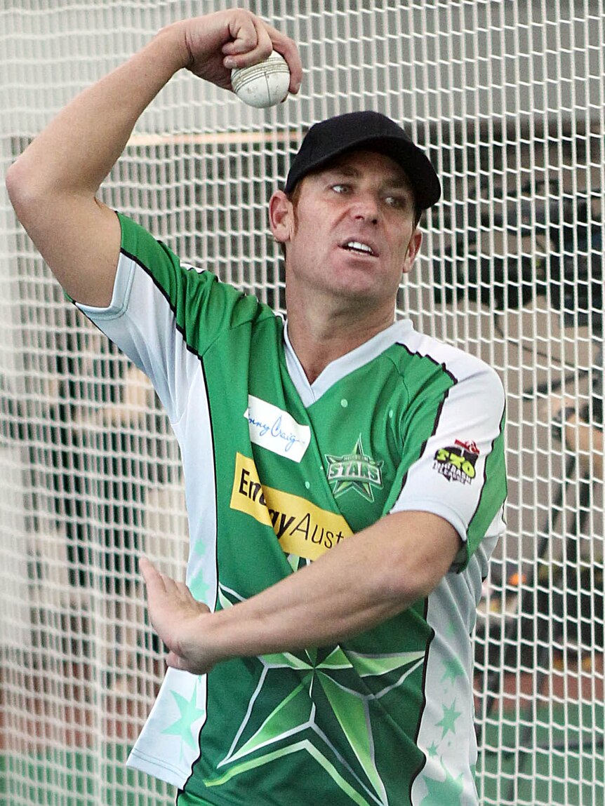 Quick recovery ... Shane Warne bowled for 10 minutes during an intra-club trial game