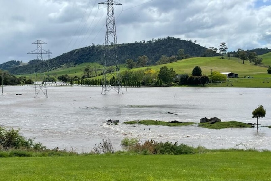 The swollen Jordan River in southern Tasmania