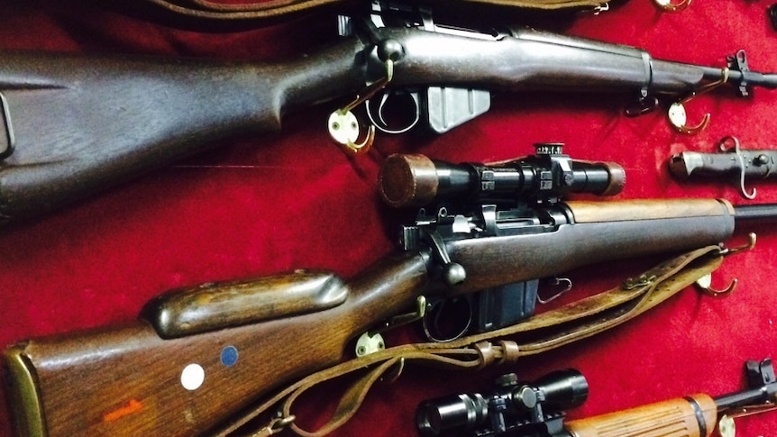 Rifles lined up.