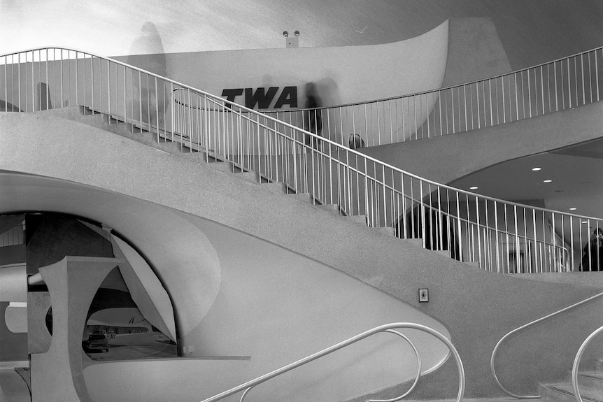 Swooping stairways at the TWA terminal.