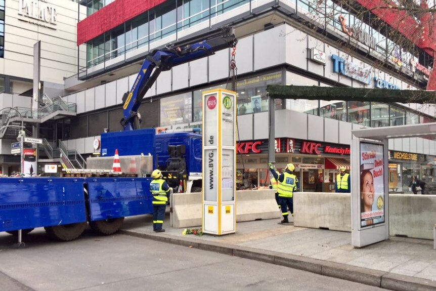 Large bollards being put in at scene of Berlin attack