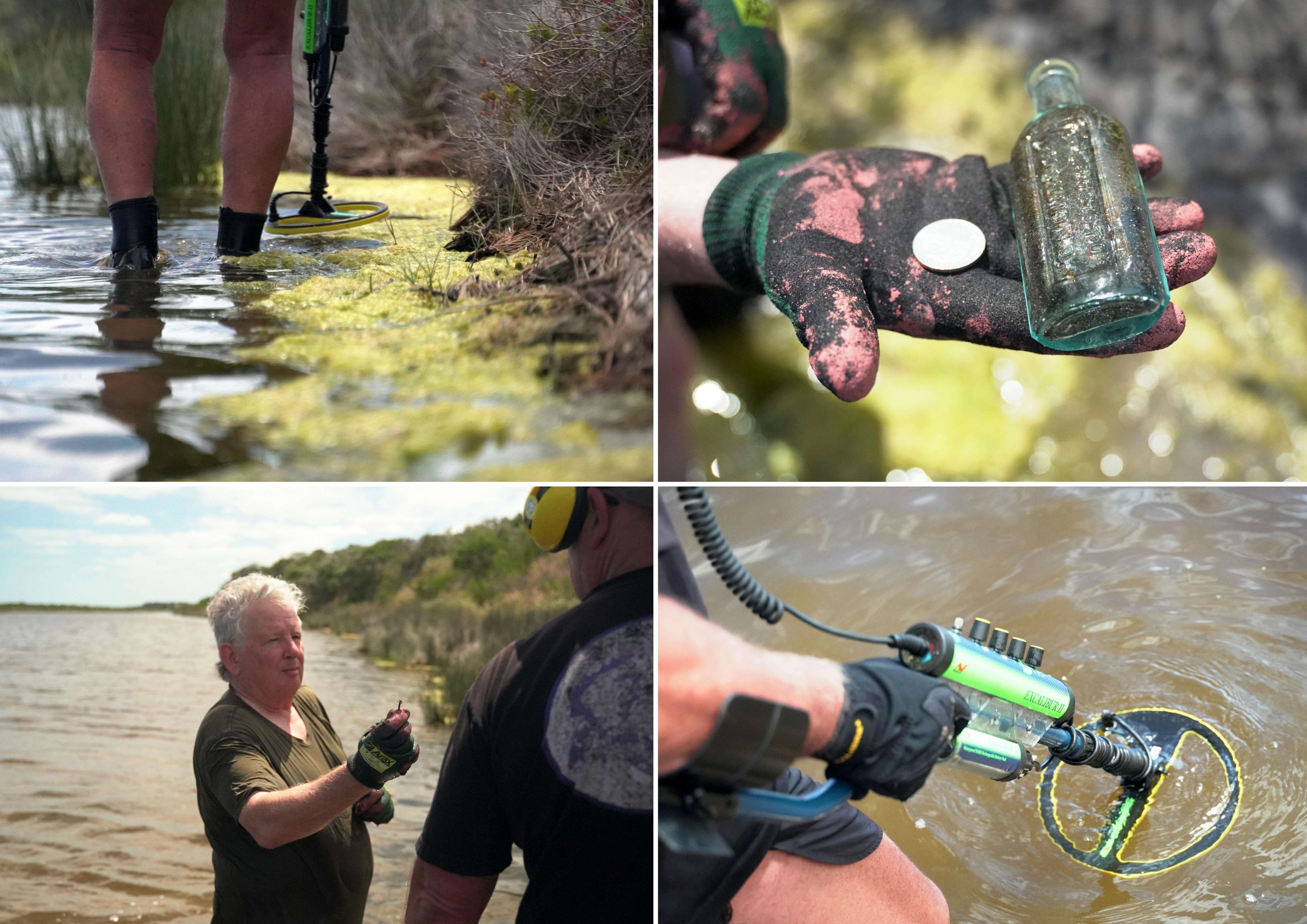 A composite of an archeological dig at Wonnerup Estuary.