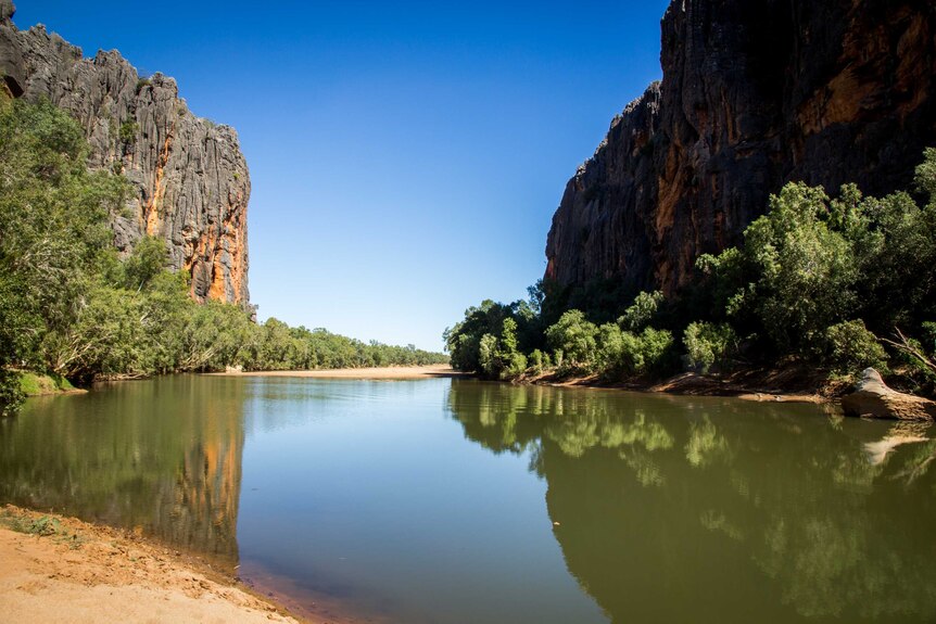 Windjana Gorge, a few hours' drive from Fitzroy Crossing, is home to hundreds of freshwater crocodiles.