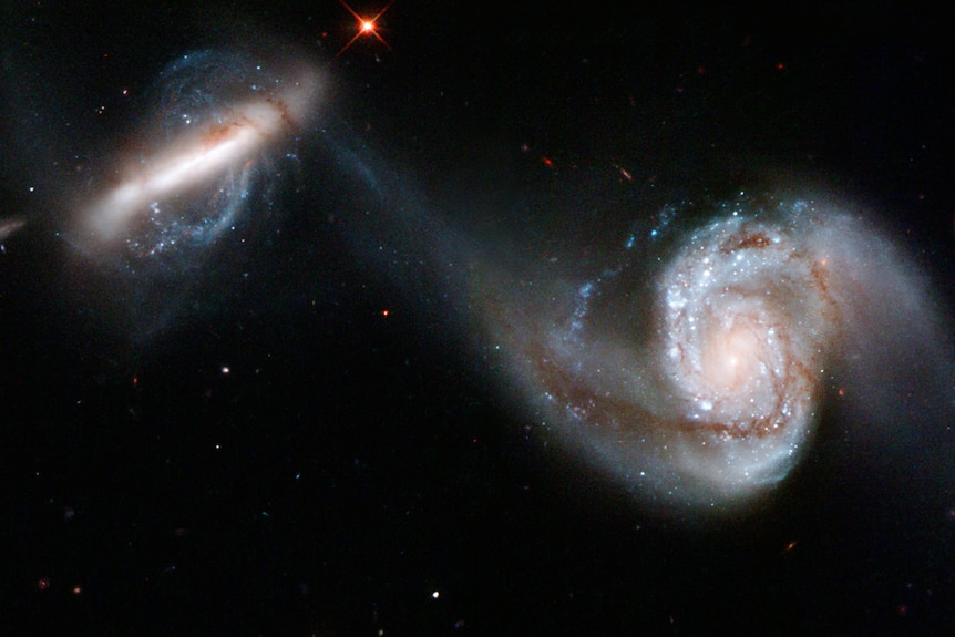Hubble Telescope image of Interacting galaxy pair Arp 87