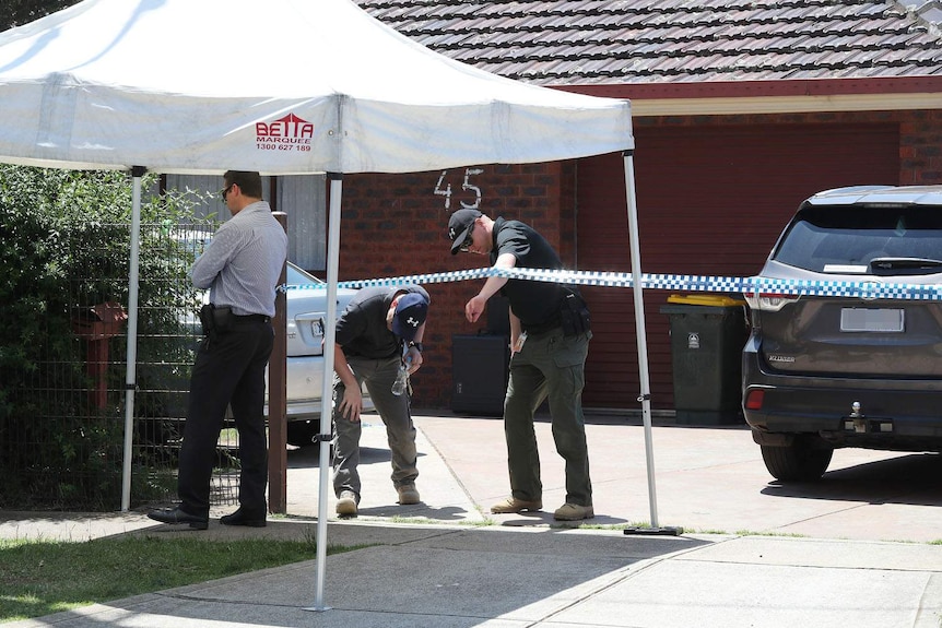Police conduct a search of a house in Werribee in Melbourne's west.