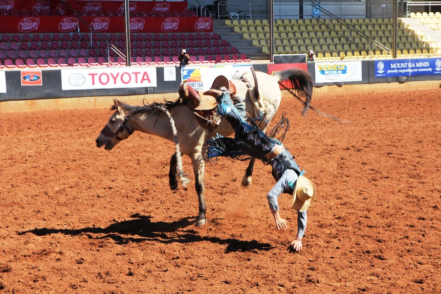 Mount Isa Rodeo School student takes a tumble