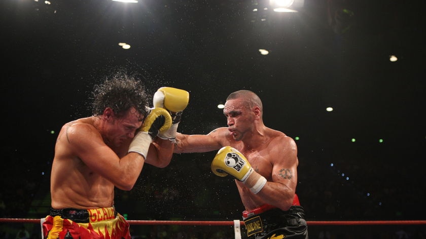 Anthony Mundine (right) in action against Daniel Geale in 2009. (Paul Harris: AAP)