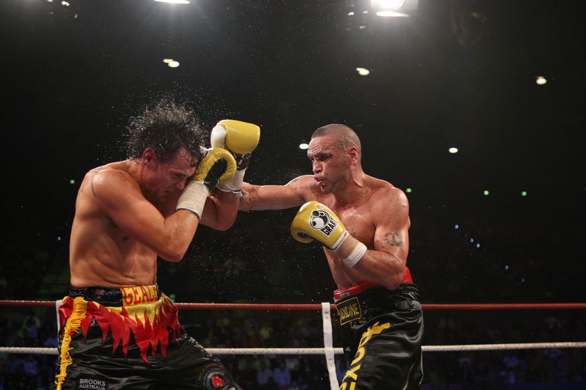 Anthony Mundine (right) in action against Daniel Geale in 2009. (Paul Harris: AAP)