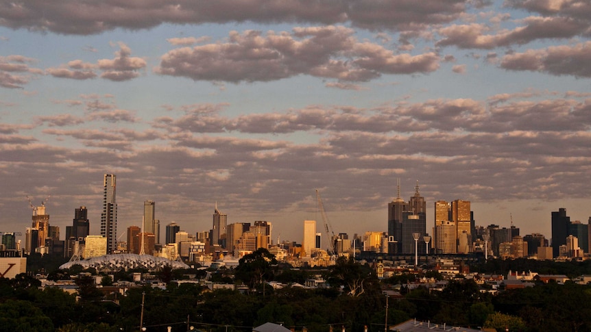 Melbourne skyline and clouds