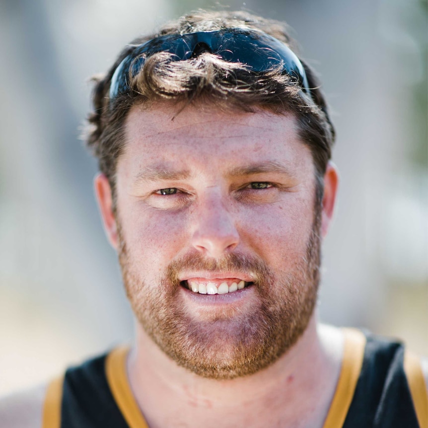 Portrait face of man filling the screen