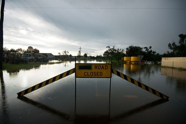 Road closed in flooded Qld (Lance Richardson, User submitted)