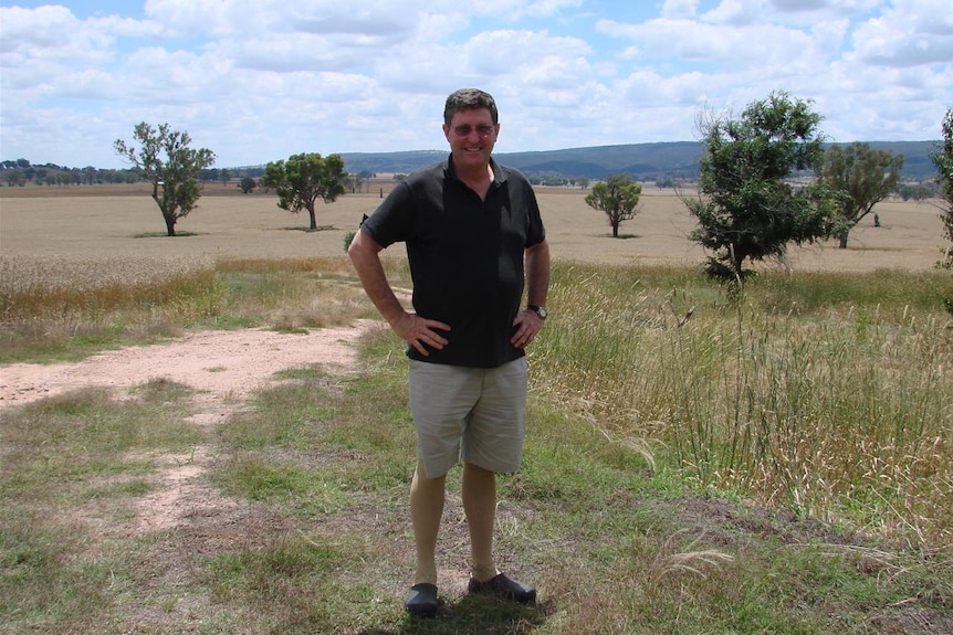 Ian Byrne standing on his property at Gerogery