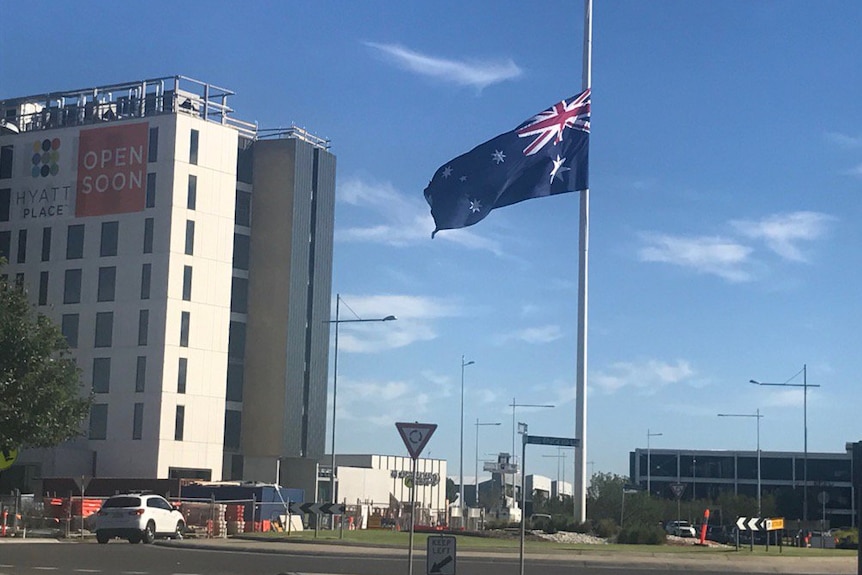 Flag flies at half mast at Essendon Fields
