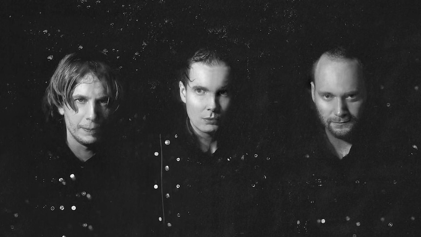 Black and white press photo of Icelandic post rock band Sigur Ros
