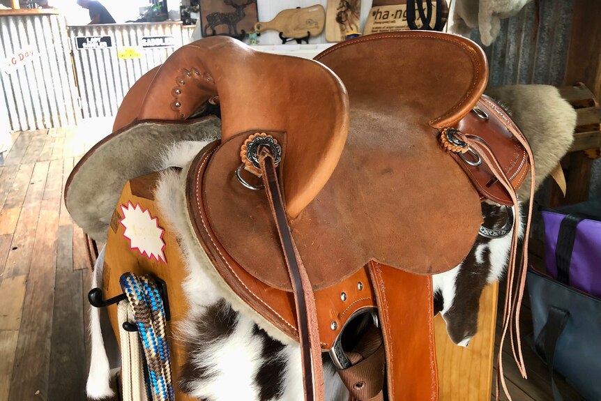 A western saddle.