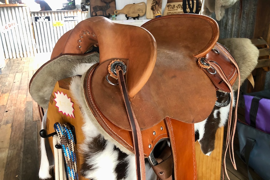 A western saddle.