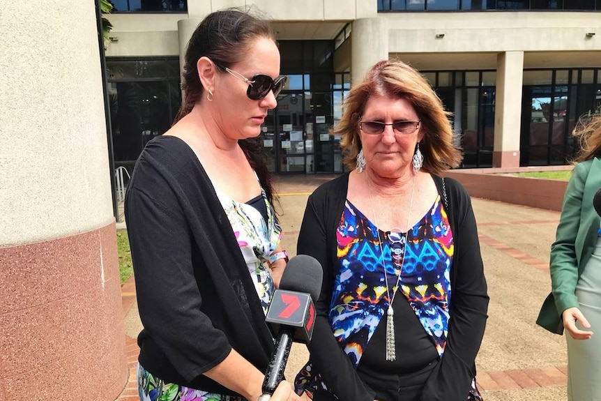 Colleen Clark and her daughter outside court today, family of victim Margaret Clark.