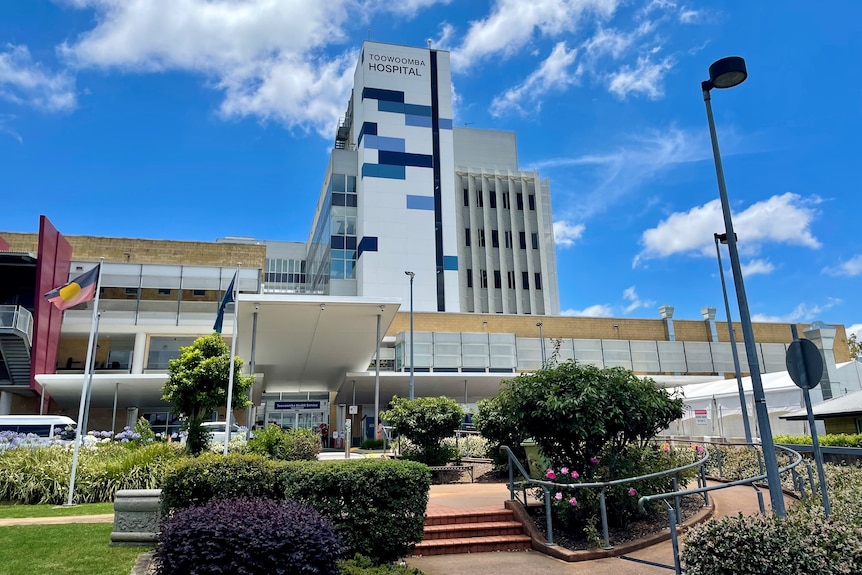 Front of Toowoomba Hospital on Queensland's Darling Downs on December 18, 2021.