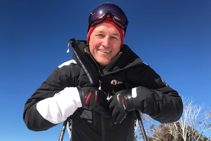 Randy Wieman with his ski gear.