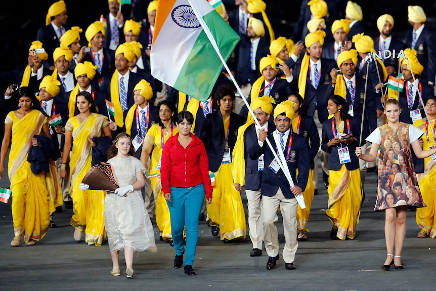 India's Olympic team during the opening ceremony.
