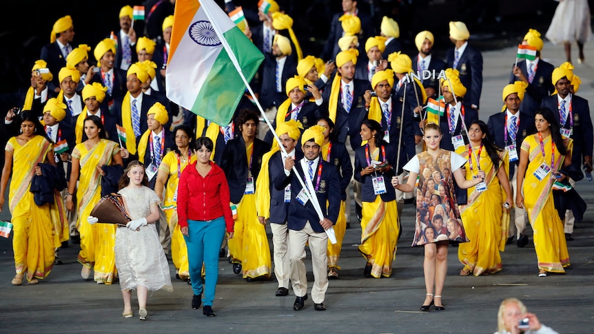 India's Olympic team during the opening ceremony.