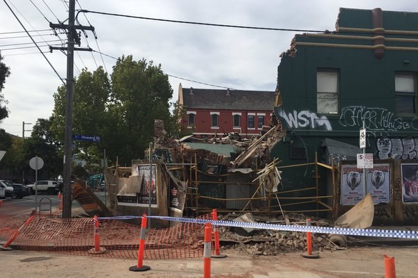 A wall collapses in North Melbourne
