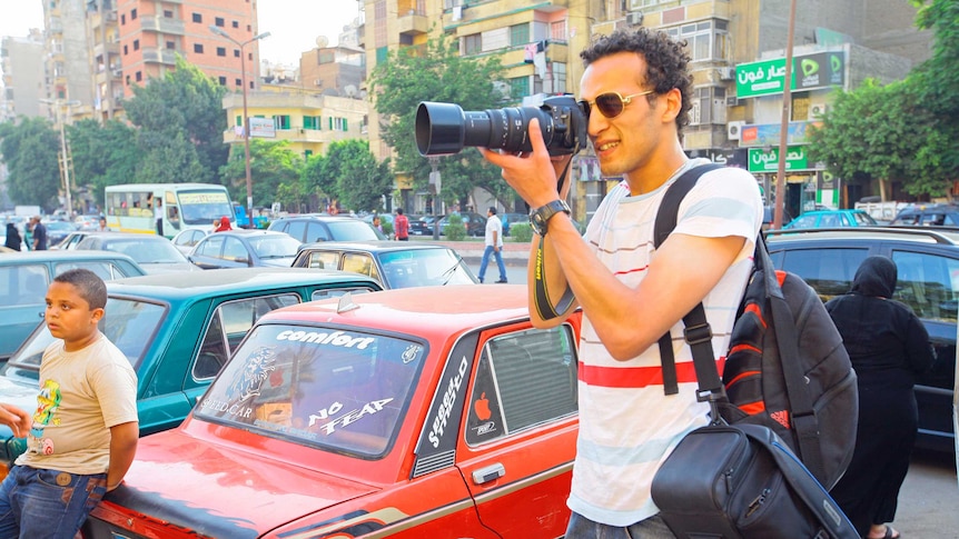 Mahmoud 'Shawkan' Abu Zeid was arrested while photographing demonstrations after the fall of president Mohammed Morsi in August 2013.