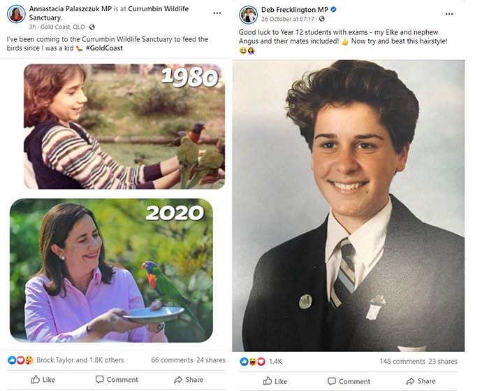 Annastacia Palaszczuk and Deb Frecklington as they appeared in their younger days
